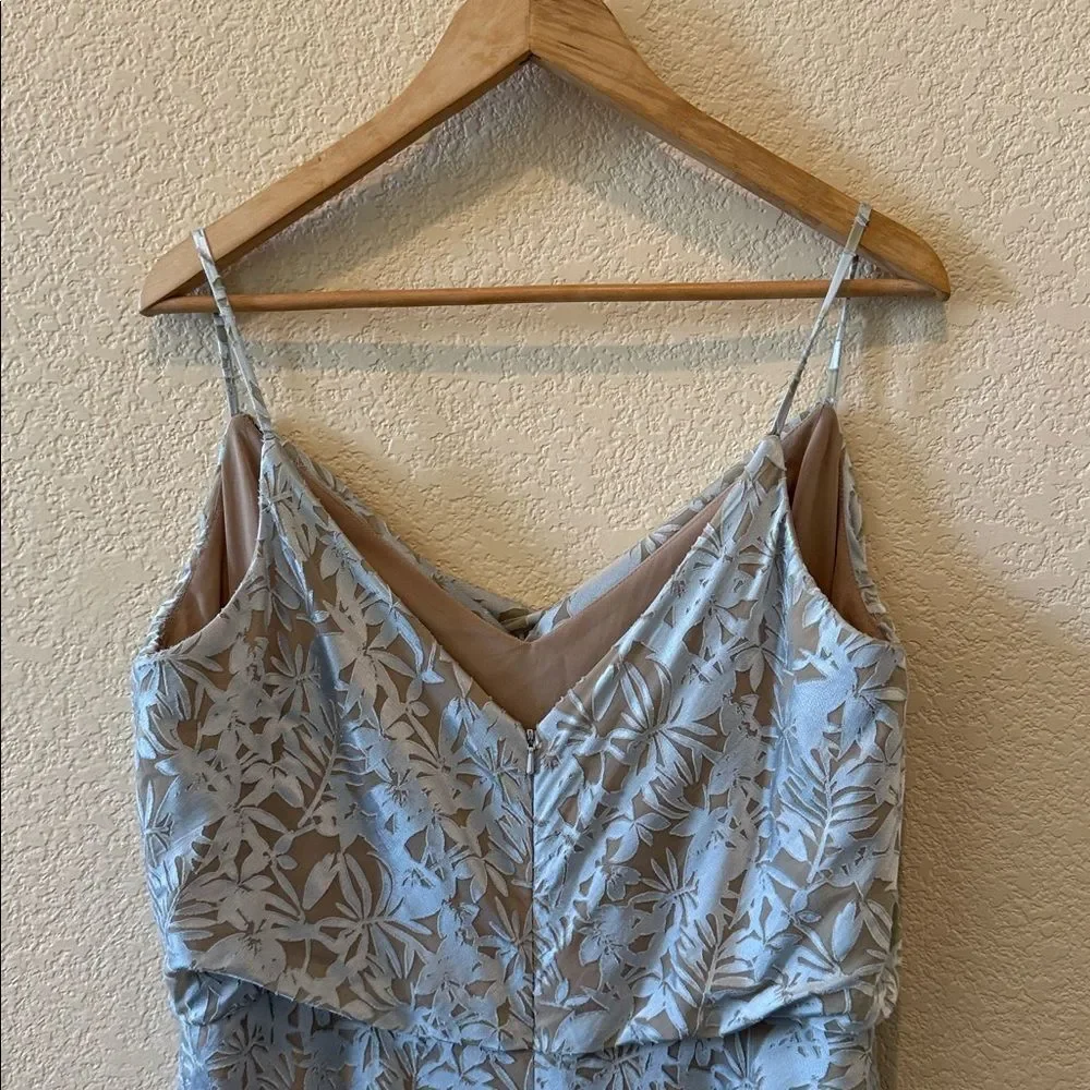 Anthropologie Jenny Yoo Dahlia Dress Elegant Lace Maxi Dress in Silver-Taupe